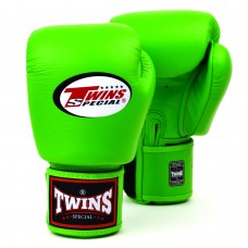 BGVL3 Twins Lime Green Velcro Boxing Gloves