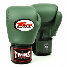 BGVL3 Twins Olive Green Velcro Boxing Gloves