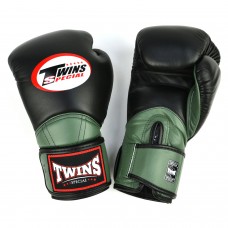 BGVL11 Twins Black-Olive Long-Cuff Boxing Gloves